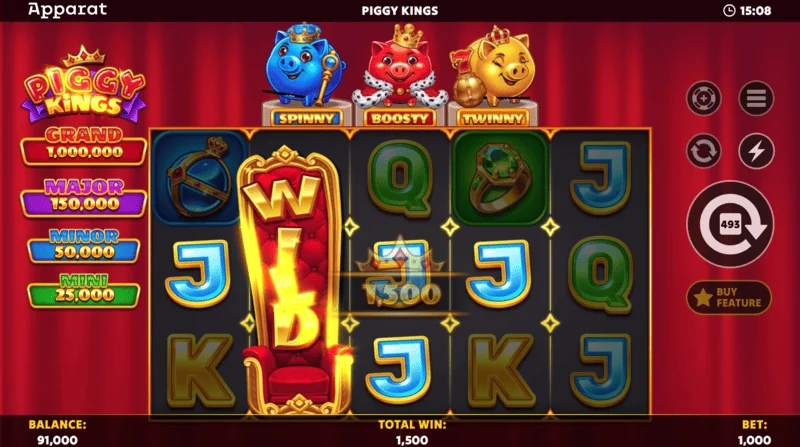 Piggy Kings - Booster Coins of three colors on the field